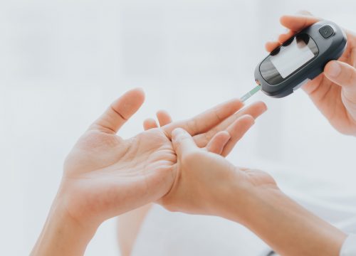 Patient receiving insulin treatments for diabetes