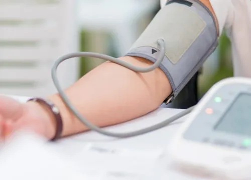 Patient being checked for hypertension