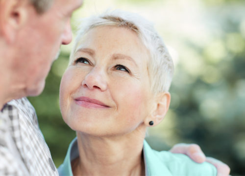 Photo of an older woman with a skin cancer risk